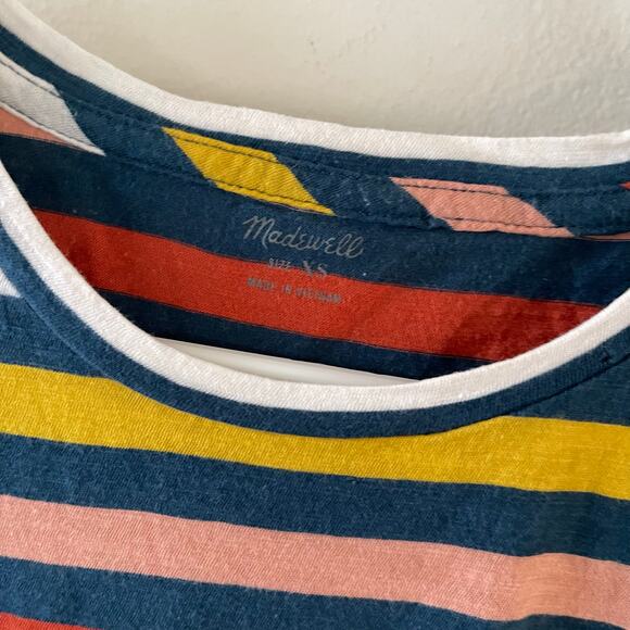 Madewell Lennie Stripe Crewneck Tee Womens X-Small Whisper Cotton Basic Casual - Picture 6 of 11